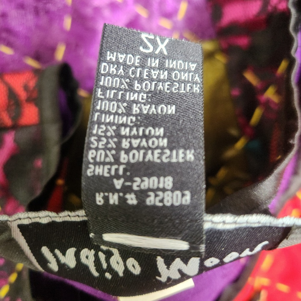 Indigo Moon Quilted Patchwork Jacket Size 2x Flor… - image 4